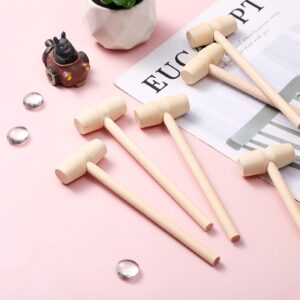 NUOBESTY 24 Pieces Wooden Crab Mallets Seafood Shellfish Wood Cracker Mini Wooden Hammer Mallet Solid Hardwood Crab Hammers for Chocolate Heart