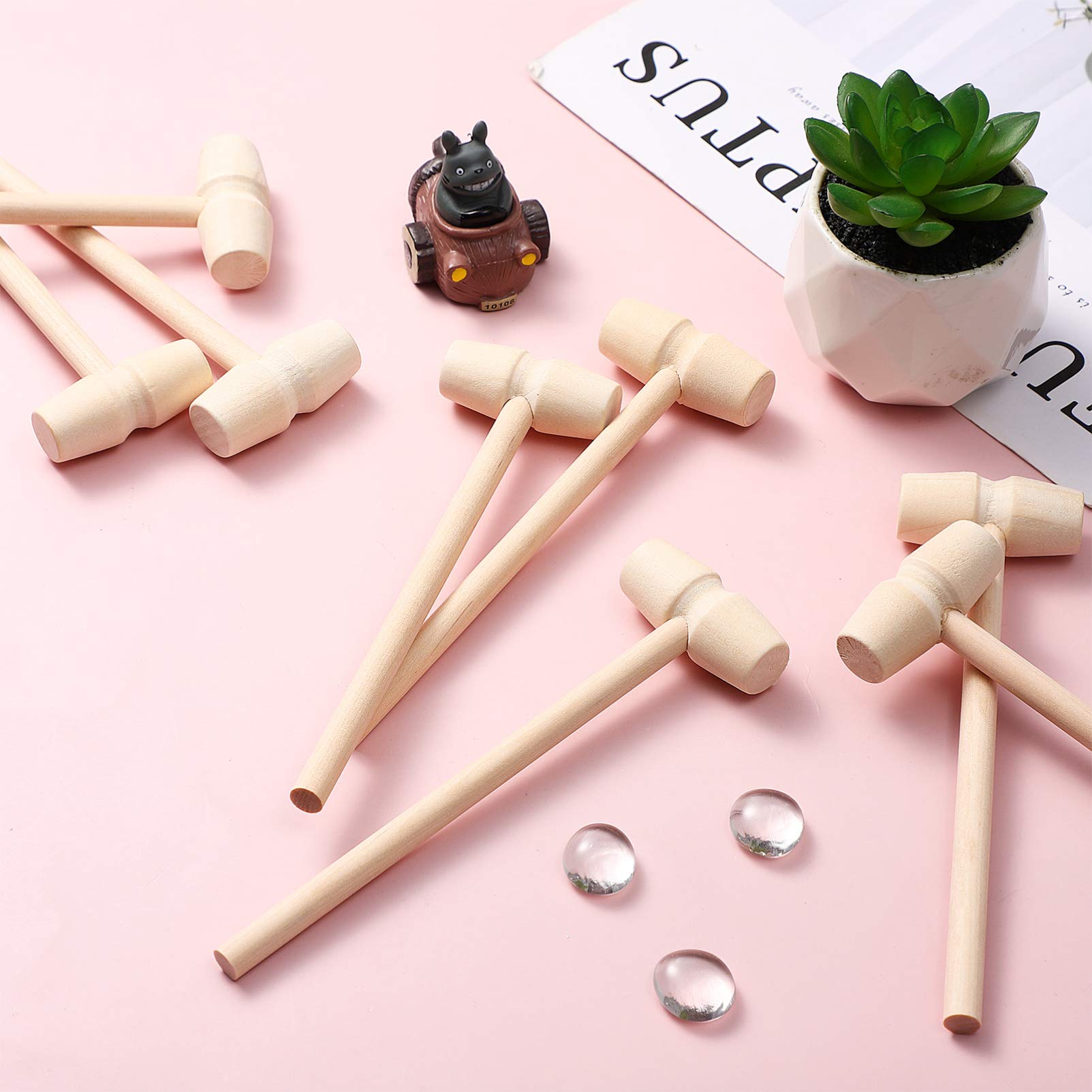 NUOBESTY 24 Pieces Wooden Crab Mallets Seafood Shellfish Wood Cracker Mini Wooden Hammer Mallet Solid Hardwood Crab Hammers for Chocolate Heart