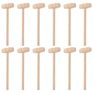 NUOBESTY 24 Pieces Wooden Crab Mallets Seafood Shellfish Wood Cracker Mini Wooden Hammer Mallet Solid Hardwood Crab Hammers for Chocolate Heart