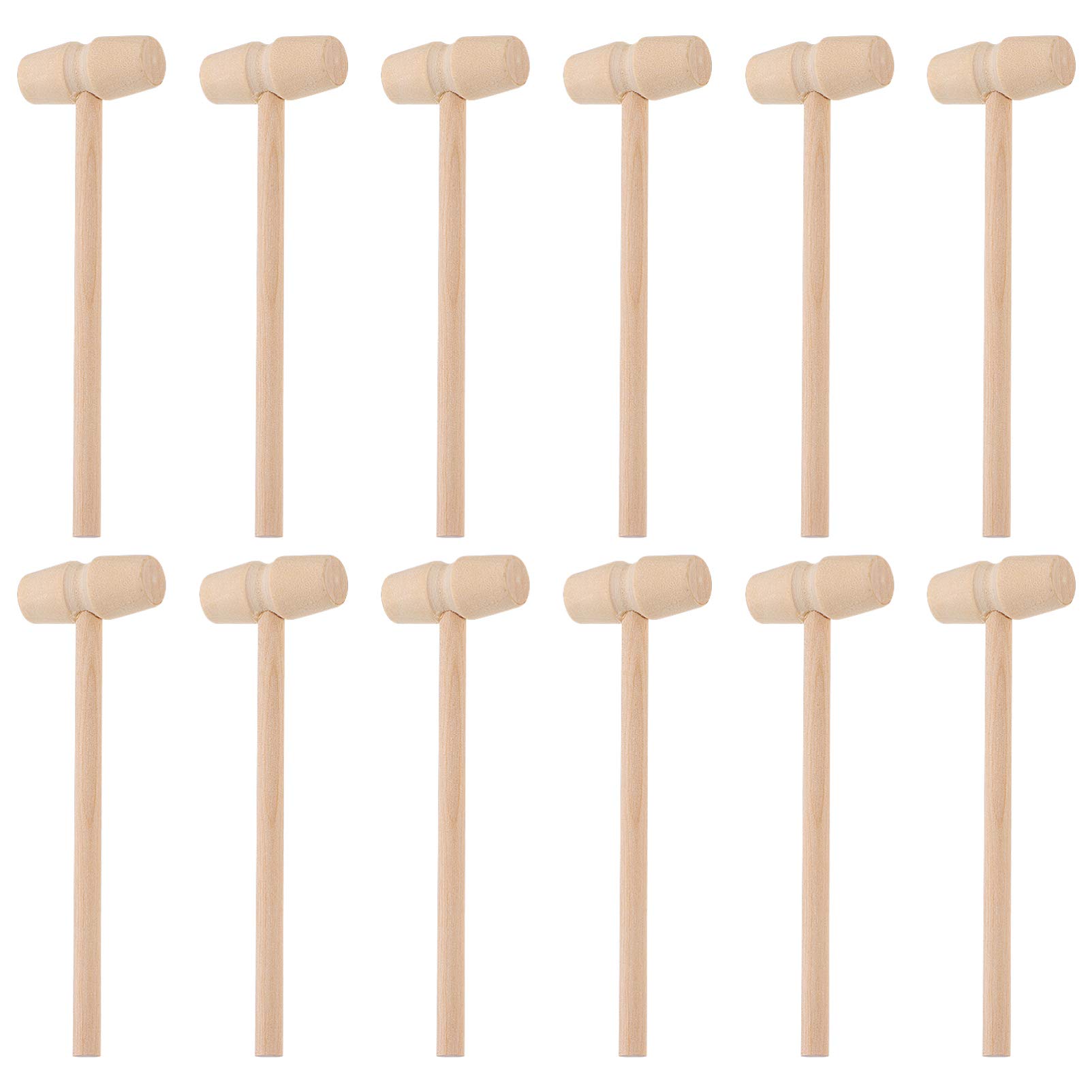 NUOBESTY 24 Pieces Wooden Crab Mallets Seafood Shellfish Wood Cracker Mini Wooden Hammer Mallet Solid Hardwood Crab Hammers for Chocolate Heart