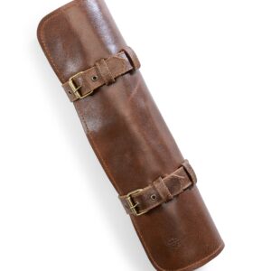 Leather Knife Roll Bag for Chef`s - Premium Knife Roll Case made of Genuine Buffalo Leather – Durable knives storage Bag Samuel (Brown)