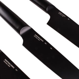 BergHOFF Ron 5Pc Non-stick Kitchen Knife And Wood Block Ergonomically Designed Handle Double-coated Titanium Sharp & Well Balanced Seamless Transition