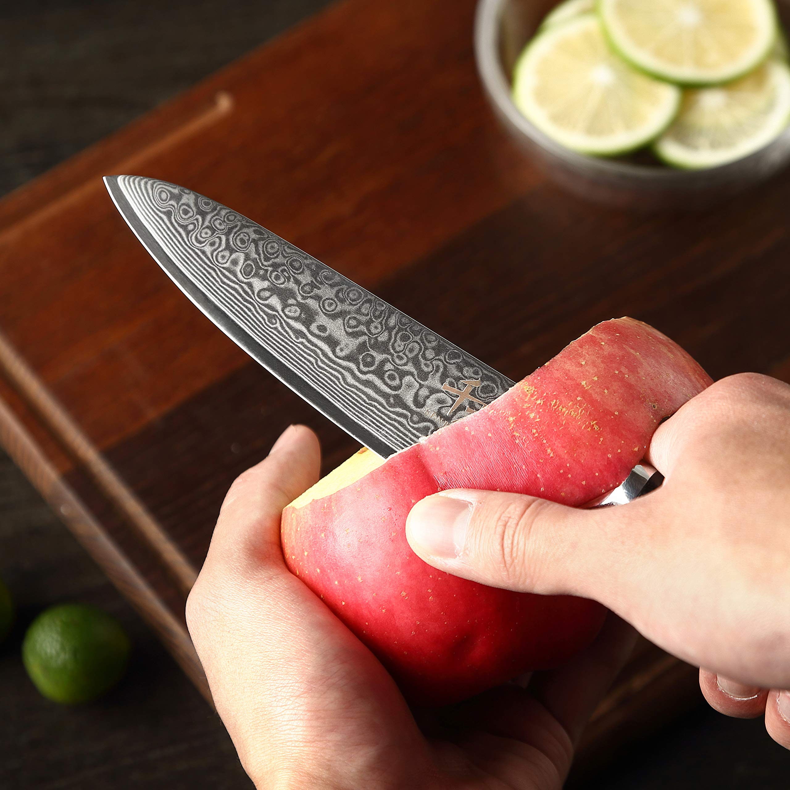 SENBON Damascus 5-inch profesional utility knife high hardness sharp fruit knife peeler knife handle non-slip G10