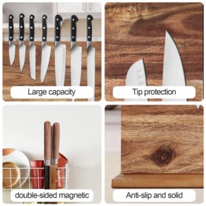 Uniharpa Double Side Magnetic Knife Block,16x 12 Inches Bigger Than Others Knife Magnet Holder Wooden Rack Magnetic Stands with Strong Enhanced Magnet Multifunctional Storage Knife Holder.