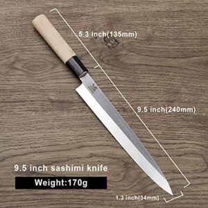 MSY BIGSUNNY Sashimi Knife,Japanese Sushi knife 9.5 inch High Carbon Stainless Steel Chef Knife