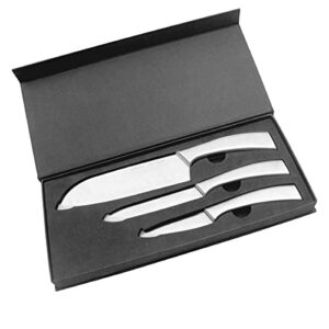 emeril lagasse stainless steel 3-piece professional cutlery set with paper gift box - perfect kitchen knives for fruit, meat, and bread