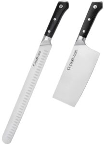cutluxe slicing & cleaver knife set – forged high carbon german steel – full tang & razor sharp – ergonomic handle design – artisan series