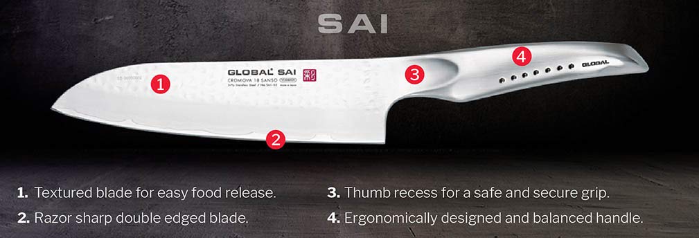 Global SAI-05, SAI Bread Knife, 9", Stainless Steel