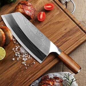 mudhen cleaver knife-vegetable cleaver 7" kitchen knife-chinese chef's knives-cleavers-cleaver kitchen knife- meat cleaver superior class stainless for kitchen with gift box(german steel kitc