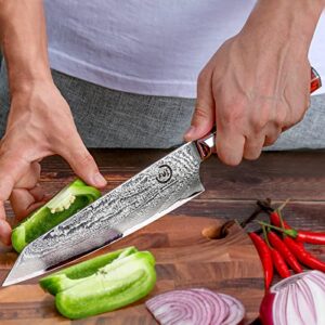 Japanese Chef Knife, Fukep Chef Knife Ultra Sharp AUS10 Core Steel 72 Layers High Carbon Steel Damascus Chef Knife Ergonomic Mahogany Handle Kitchen Knife Chef Gift