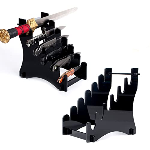 Knife Rack Knife Display Rack Knife Storage Rack 6 Tier Acrylic Countertop Knife Display Rack for Knife Display Storage (Black)