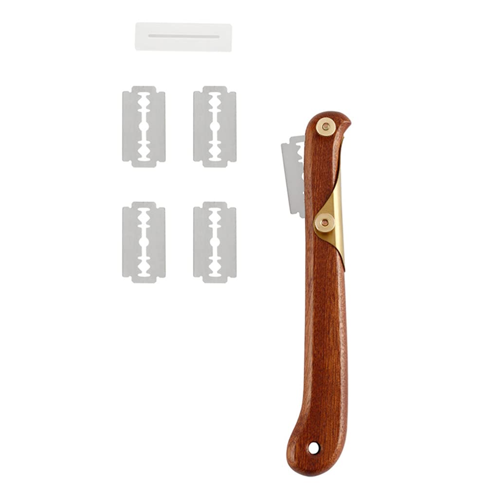 DOITOOL Bread Lame with Wooden Handle, Bread Scoring Tool with 4 Blades, Bread Bakers Lame Slashing Tool, Bread Slicer Cake Cutter, Sourdough Bread Lame Knife with Plastic Cover