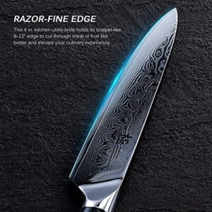 KYOKU 6" Utility Knife + 8'' Serrated Bread Knife - Shogun Series - Japanese VG10 Steel Core Forged Damascus Blade