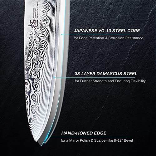 KYOKU 6" Utility Knife + 8'' Serrated Bread Knife - Shogun Series - Japanese VG10 Steel Core Forged Damascus Blade