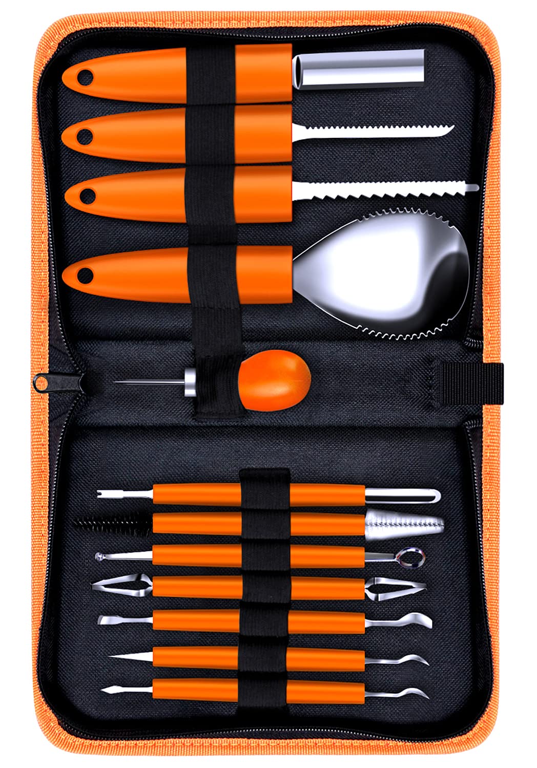 Halloween Pumpkin Carving Kit,12 Piece Professional Pumpkin Cutting Carving Supplies Tools for Adults Stainless Steel Lengthening And Thickening With Handbag,Pumpkin Sculpting Set