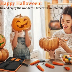 Halloween Pumpkin Carving Kit,12 Piece Professional Pumpkin Cutting Carving Supplies Tools for Adults Stainless Steel Lengthening And Thickening With Handbag,Pumpkin Sculpting Set