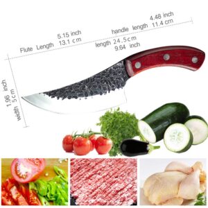 Balaweis Upgraded Chef Knife 5 inch Professional Kitchen Boning Knife Sharp Blade Cutting Cooking Stainless Steel Knife Handmade Forged Hammered kitchen Knife Outdoor BBQ Portable travel Meat Cleaver