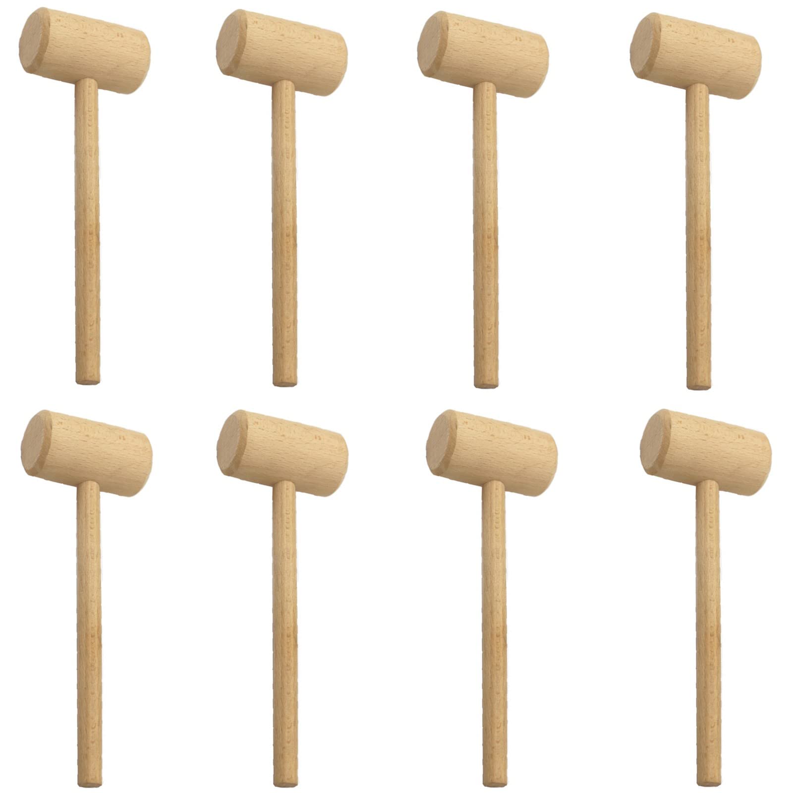 LONG TAO 8 Pcs 7-3/4-INCH Wooden Crab Lobster Mallets Shellfish Hammers Natural Hardwood Crab Hammers Seafood Cracker