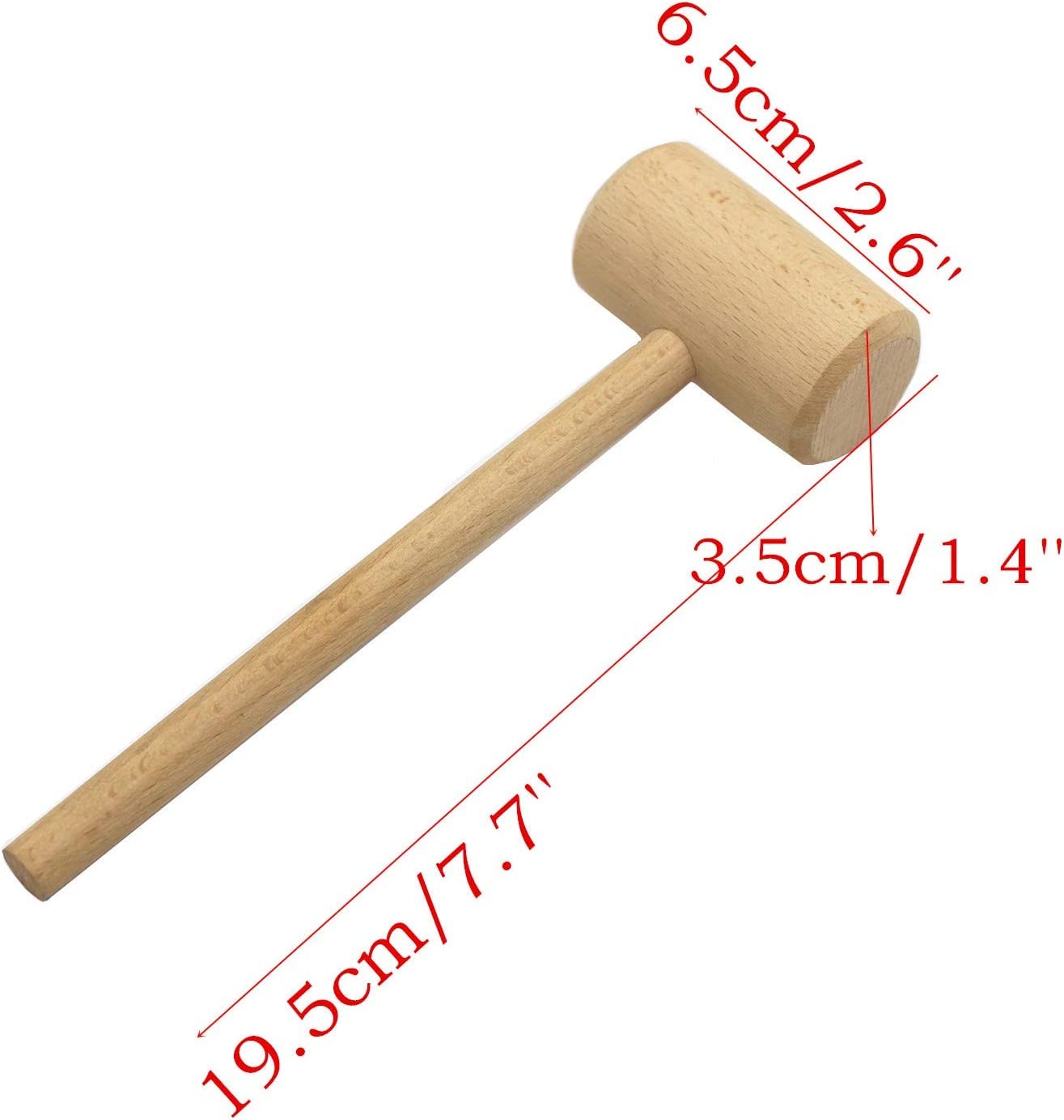 LONG TAO 8 Pcs 7-3/4-INCH Wooden Crab Lobster Mallets Shellfish Hammers Natural Hardwood Crab Hammers Seafood Cracker