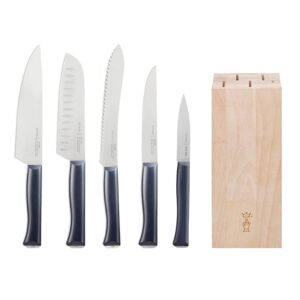 opinel intempora knife block with 5 knives, beech wood knife block, knife set
