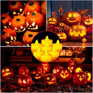 ButyHome 33 PCS Pumpkin Carving Kit, Stainless Steel Tools with Hammer DIY Stencils Pumpkin Carver Kit Carving Set for Halloween Decoration Safe for Kids Adults with 12 Candle Lights