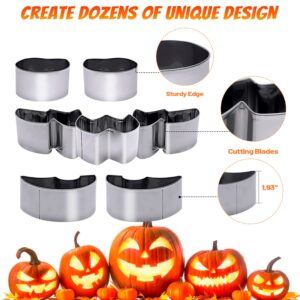 ButyHome 33 PCS Pumpkin Carving Kit, Stainless Steel Tools with Hammer DIY Stencils Pumpkin Carver Kit Carving Set for Halloween Decoration Safe for Kids Adults with 12 Candle Lights