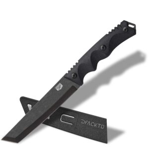 dfackto 5.5 inch tanto utility knife - g10 - full tang - high carbon stainless steel - black