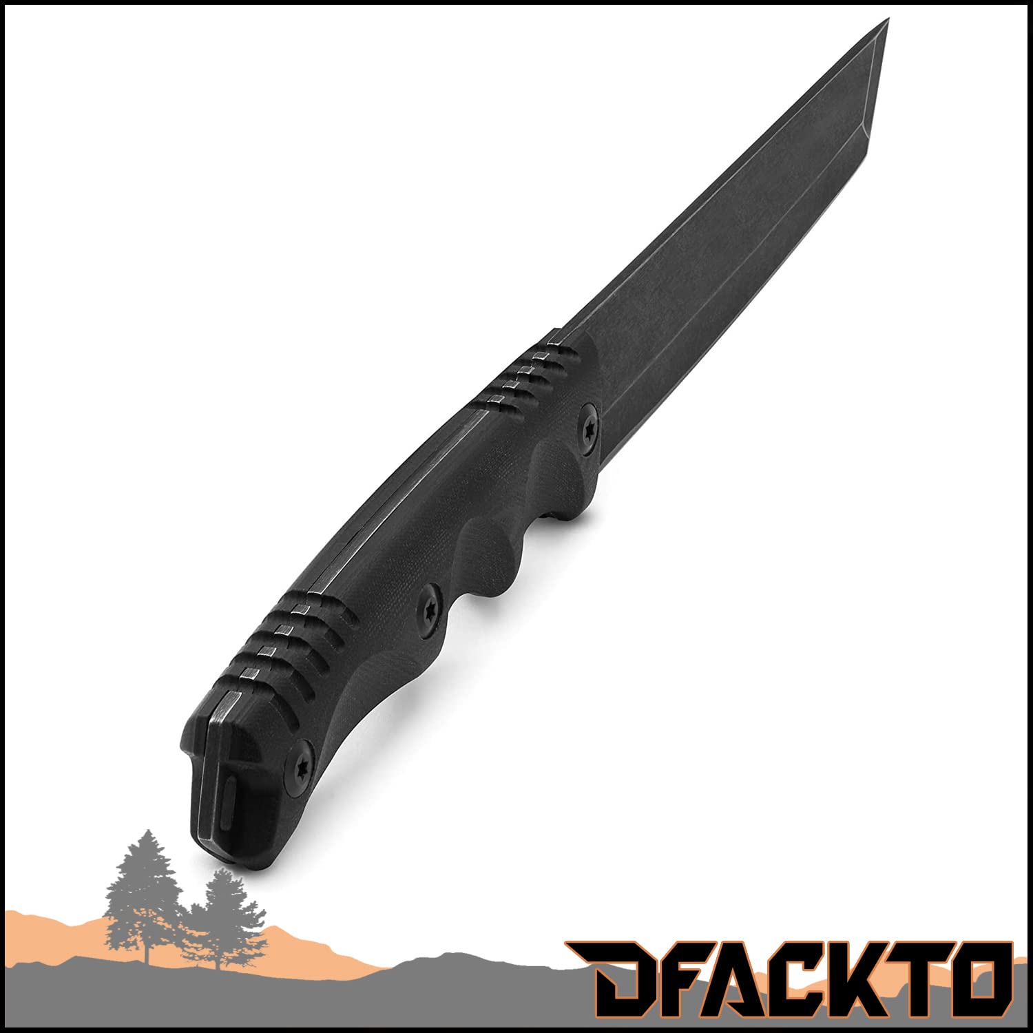 DFACKTO 5.5 Inch Tanto Utility Knife - G10 - Full Tang - High Carbon Stainless Steel - Black