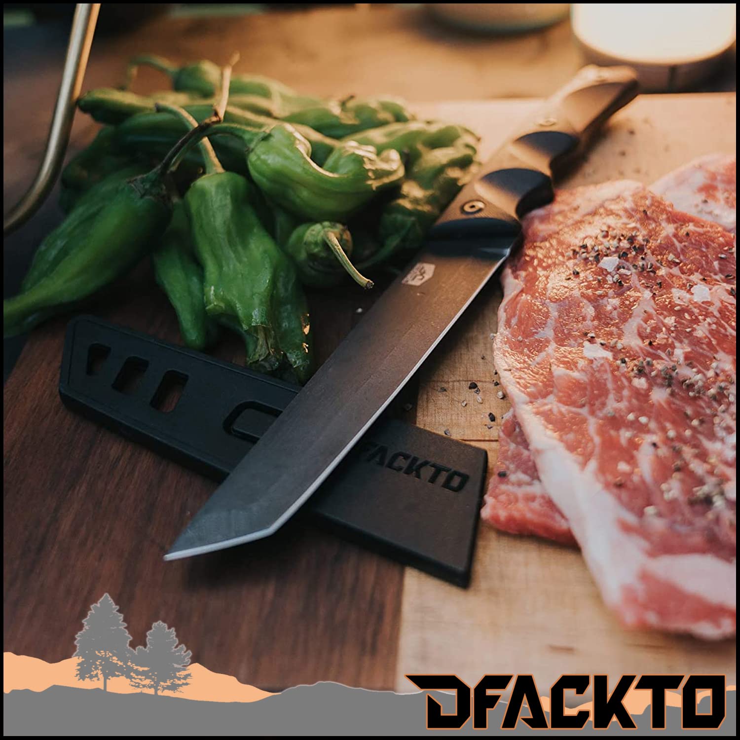 DFACKTO 5.5 Inch Tanto Utility Knife - G10 - Full Tang - High Carbon Stainless Steel - Black