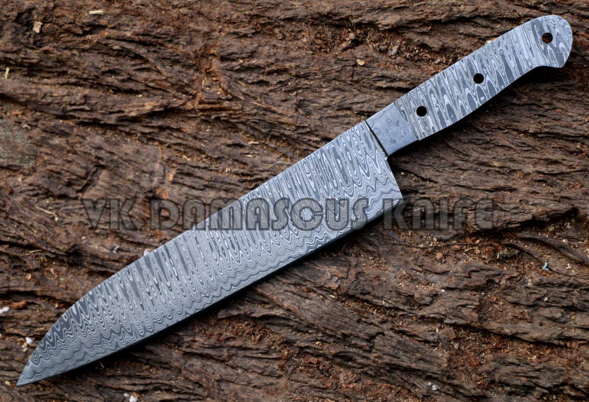 Forged Damascus Steel Chef Knife Blank Blade for Knife Making Diy Japanese Professional Kitchen Knives Blanks 15.00 Inches Jnr2031