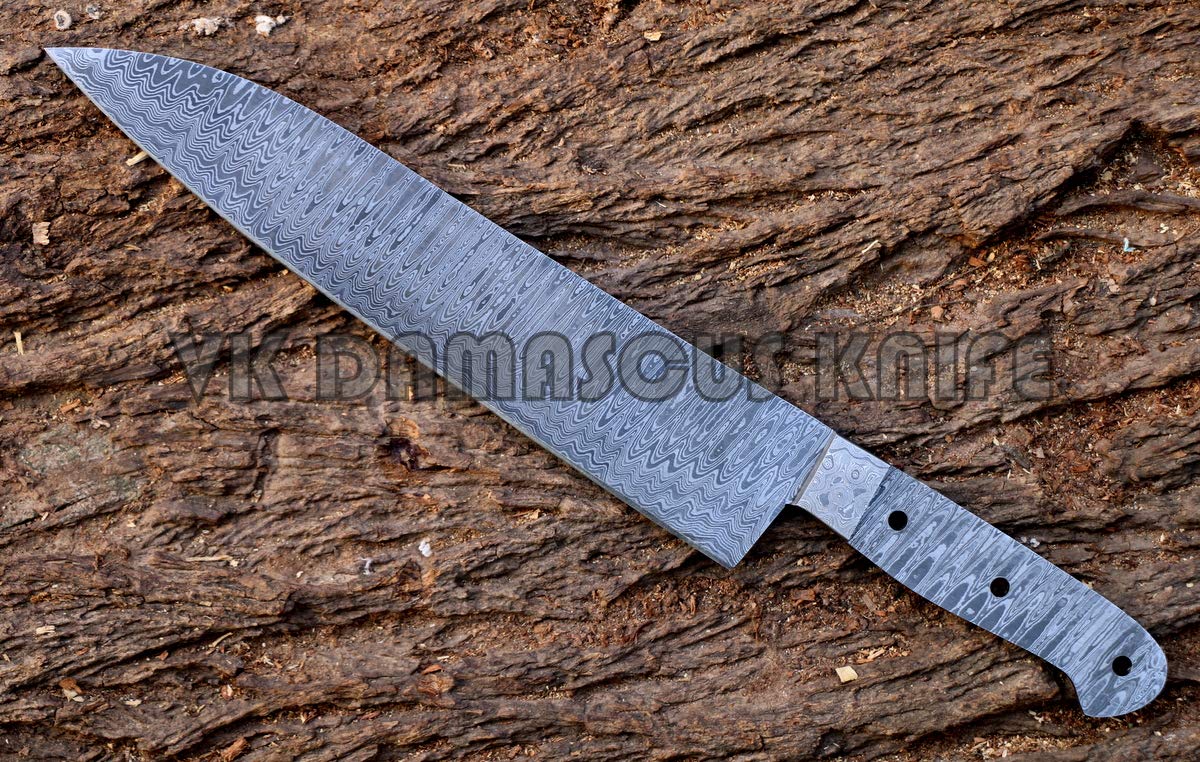 Forged Damascus Steel Chef Knife Blank Blade for Knife Making Diy Japanese Professional Kitchen Knives Blanks 15.00 Inches Jnr2031