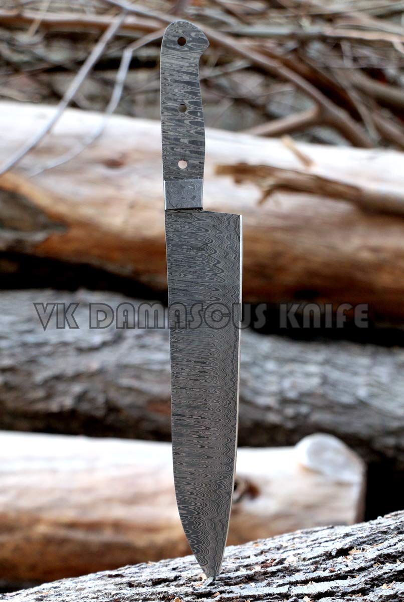 Forged Damascus Steel Chef Knife Blank Blade for Knife Making Diy Japanese Professional Kitchen Knives Blanks 15.00 Inches Jnr2031