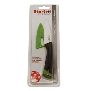 Starfrit 093870-003-NEW1 3" Ceramic Paring Knife with Protective Sheath, Black/White, One Size