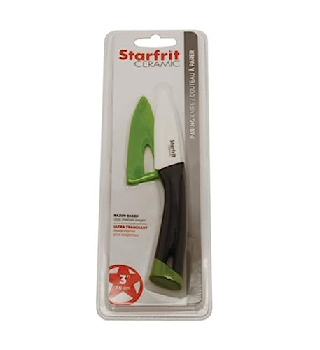 Starfrit 093870-003-NEW1 3" Ceramic Paring Knife with Protective Sheath, Black/White, One Size