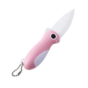 collmore ceramic paring knife - small folding pocket knife with 2.3in sharp blade - 1.3oz mini cute portable fruit knife for travel, camping, kitchen, women, men(pink)