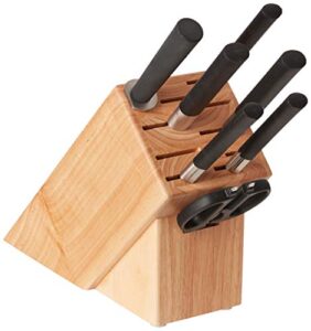 kai wasabi 8-piece block set, kitchen knife and knife block set, includes 8” chef's knife, 4” paring knife, 6” utility knife, & more, hand-sharpened japanese kitchen knives