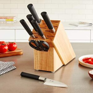 Kai Wasabi 8-Piece Block Set, Kitchen Knife and Knife Block Set, Includes 8” Chef's Knife, 4” Paring Knife, 6” Utility Knife, & More, Hand-Sharpened Japanese Kitchen Knives