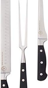 SARUMA 4 PIECE CARVING KNIFE SET FOR MEAT 12 INCH CARVING KNIFE with 6.5 inch Boning Knife and Carving Fork, Turkey Carving Knife, Brisket Knife, Ham Knife