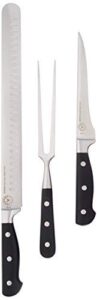 saruma 4 piece carving knife set for meat 12 inch carving knife with 6.5 inch boning knife and carving fork, turkey carving knife, brisket knife, ham knife