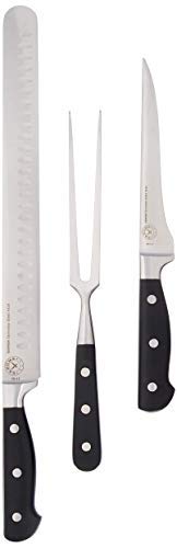 SARUMA 4 PIECE CARVING KNIFE SET FOR MEAT 12 INCH CARVING KNIFE with 6.5 inch Boning Knife and Carving Fork, Turkey Carving Knife, Brisket Knife, Ham Knife