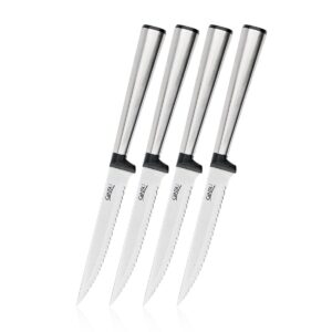 ginsu koden series 4-piece stainless steel steak knives set – serrated knife cutlery set, 05217ds