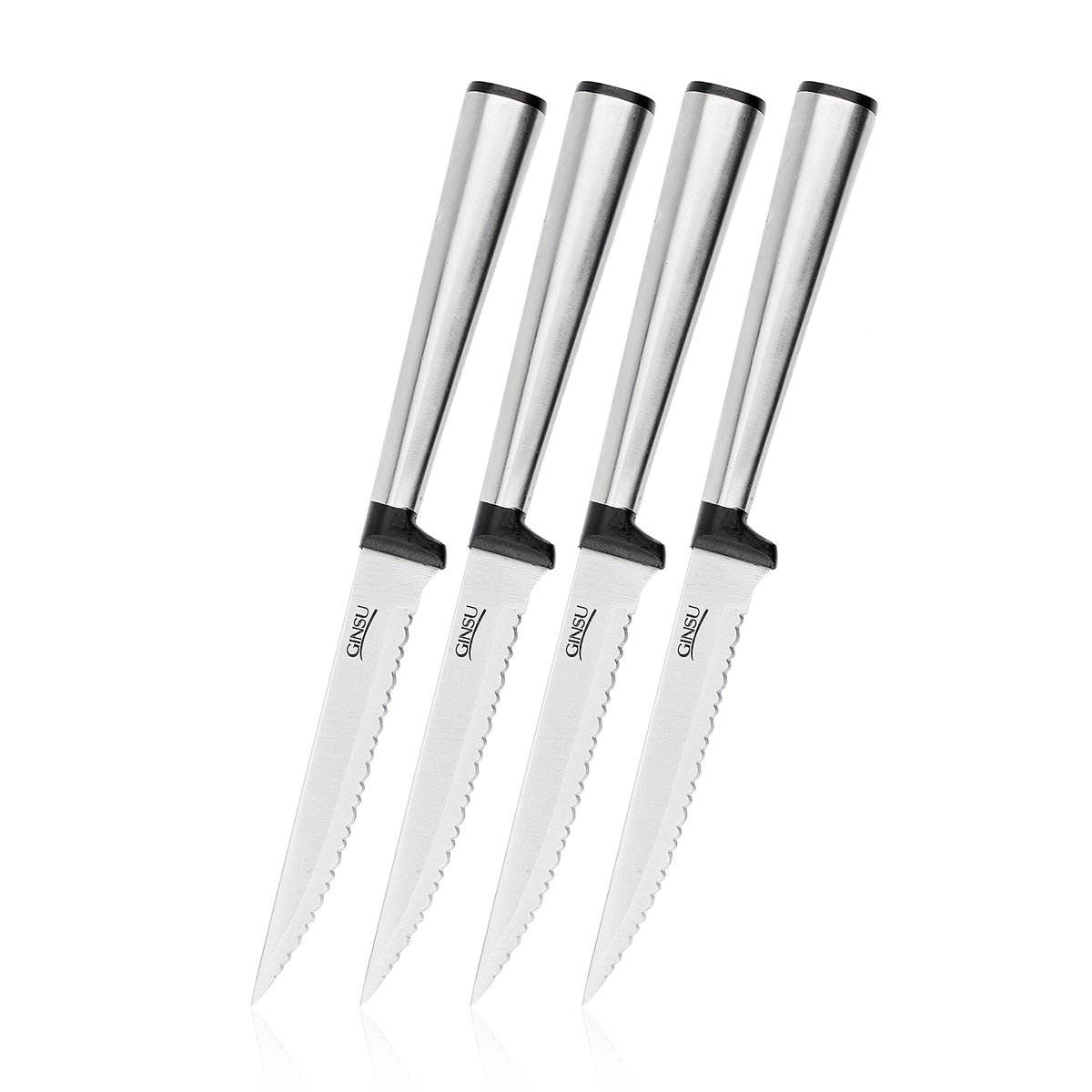 Ginsu Koden Series 4-Piece Stainless Steel Steak Knives Set – Serrated Knife Cutlery Set, 05217DS