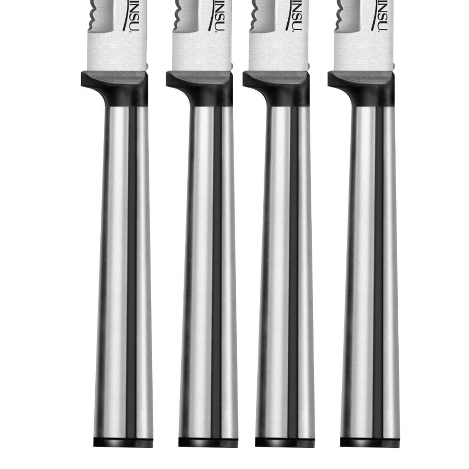 Ginsu Koden Series 4-Piece Stainless Steel Steak Knives Set – Serrated Knife Cutlery Set, 05217DS