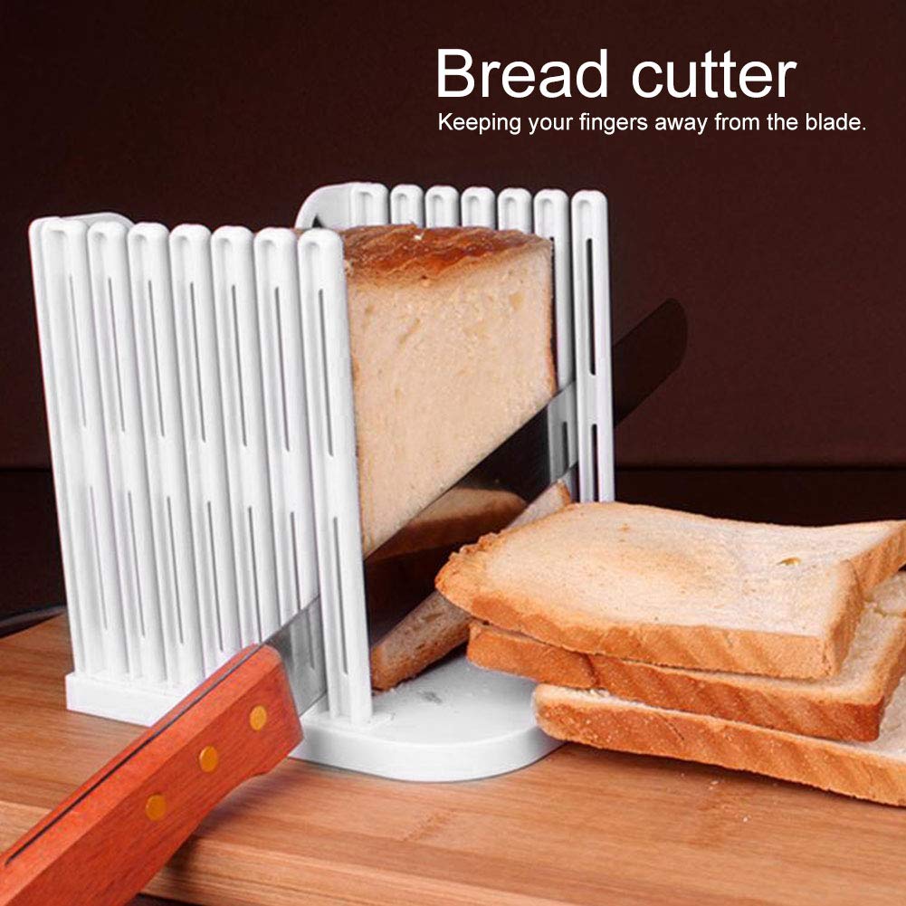 Jerliflyer Bakeware Bread Cutter, Foldable Bread Slicer Loaf Toast Cutter Evenly Removable ABS Easy to Use Pastry Cutters for Slicing Bread Kitchen