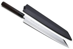 yoshihiro hongasumi white steel yanagi-kiritsuke sushi sashimi japanese knife rosewood handle with nuri saya cover (10.5'' (270mm))
