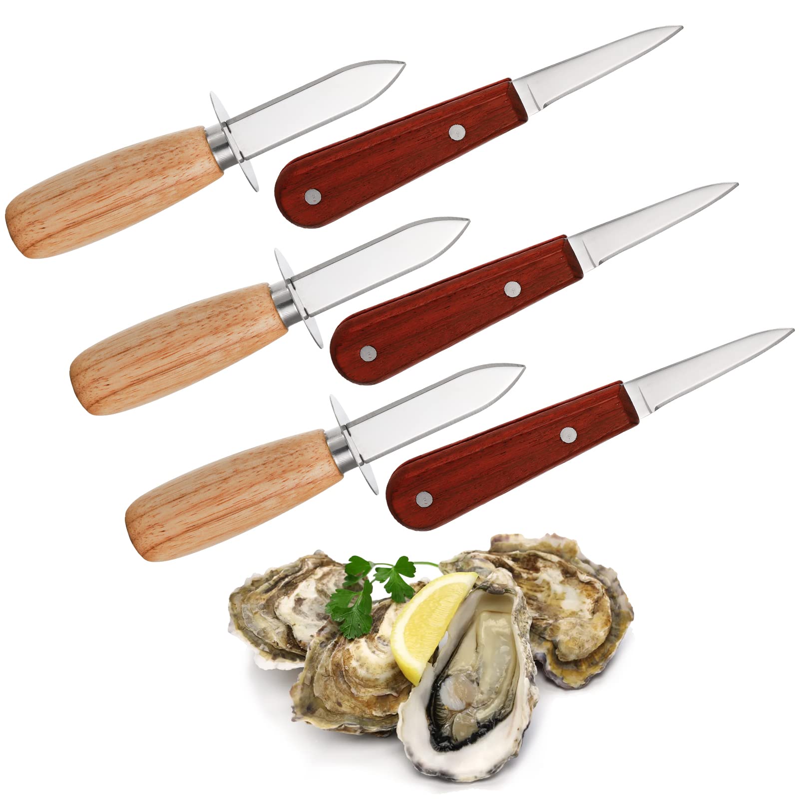 ZOOFOX 6 Pack Oyster Knife Shucker Set, Stainless Steel Oyster Knife for Clam and Shellfish Tool Party Supply