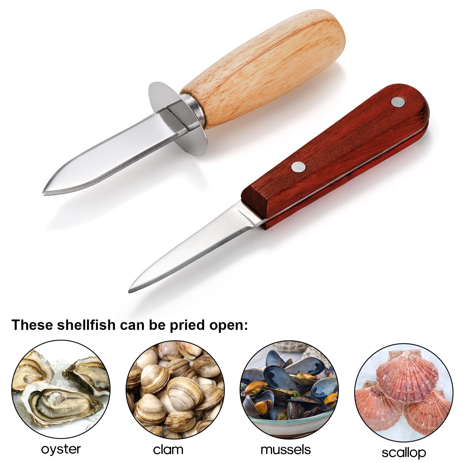 ZOOFOX 6 Pack Oyster Knife Shucker Set, Stainless Steel Oyster Knife for Clam and Shellfish Tool Party Supply