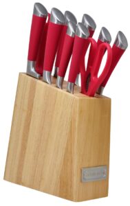 cuisinart c77ss-11prdgr 11-piece arista collection cutlery stainless steel knife block set, red