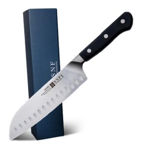 snfschneidteufel avant santoku knife 7 inch japanese chef knife made with x50crmov15 stainless steel kitchen knife set and black ergonomic handle design (onyx black)