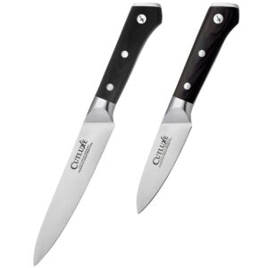 cutluxe utility knife & paring knife – forged high carbon german steel – full tang & razor sharp – ergonomic handle design – artisan series